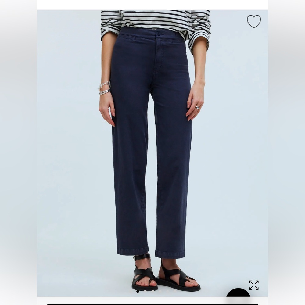 Navy blue Madewell Emmet wide legged crop pant (27)
